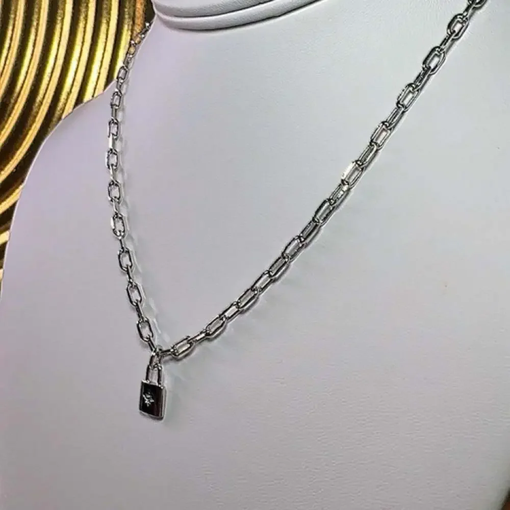 Silver Padlock Pendant necklace